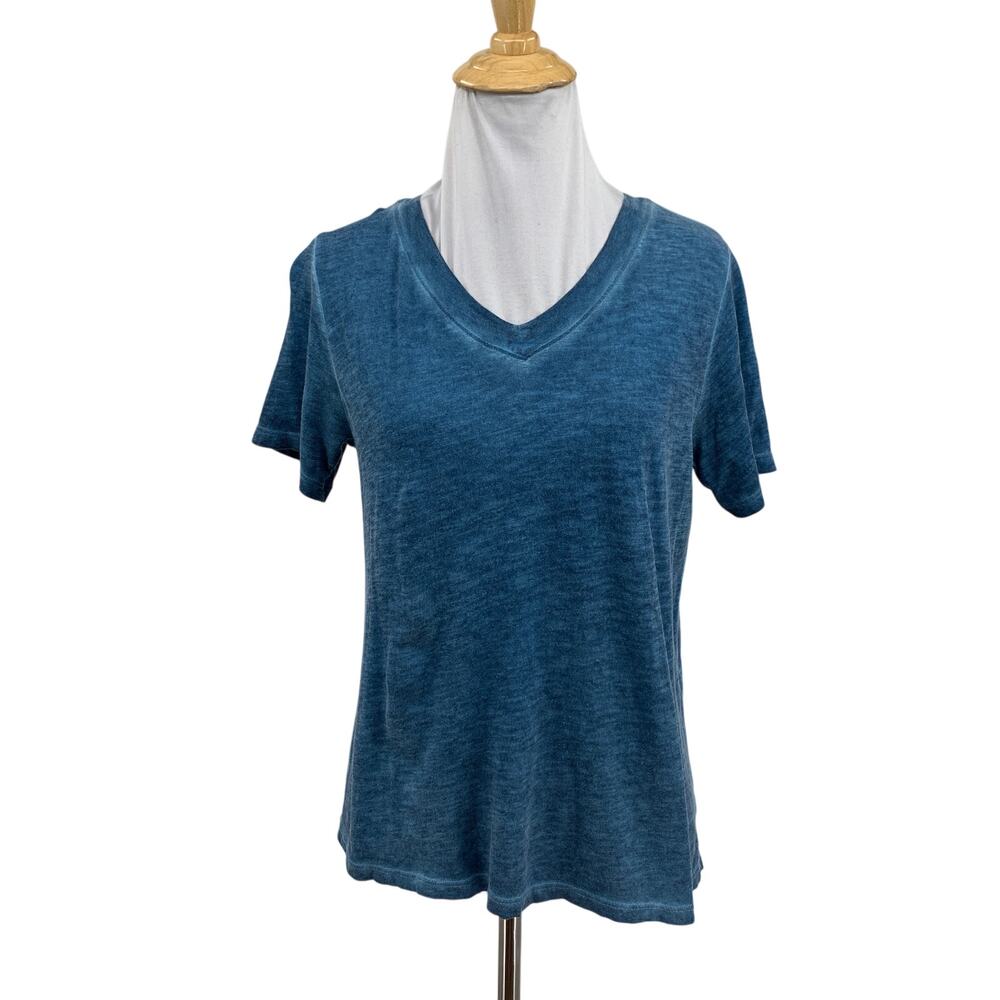 Eileen Fisher Shirt Womens XXS Cadet V Neck Lightweight Short Sleeve Slub Tee